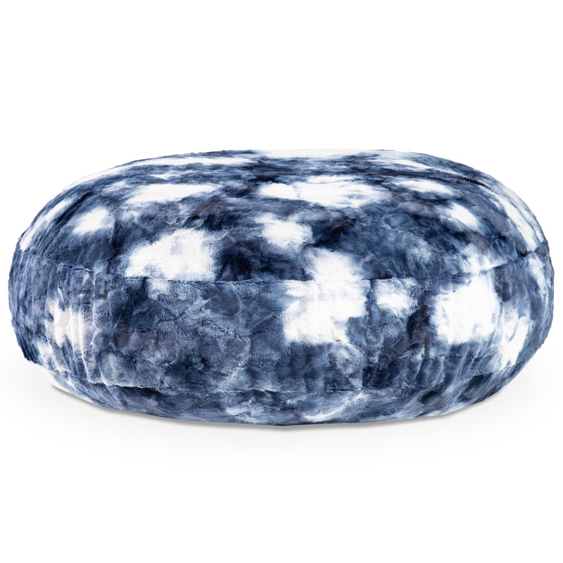 Cocoon 4 Foot Kids Bean Bag Chair - Faux Fur - Fun Colors, Blue/White Print