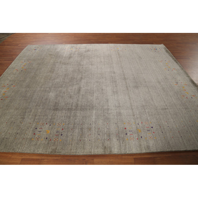 Tapis oriental rayé vert Gabbeh