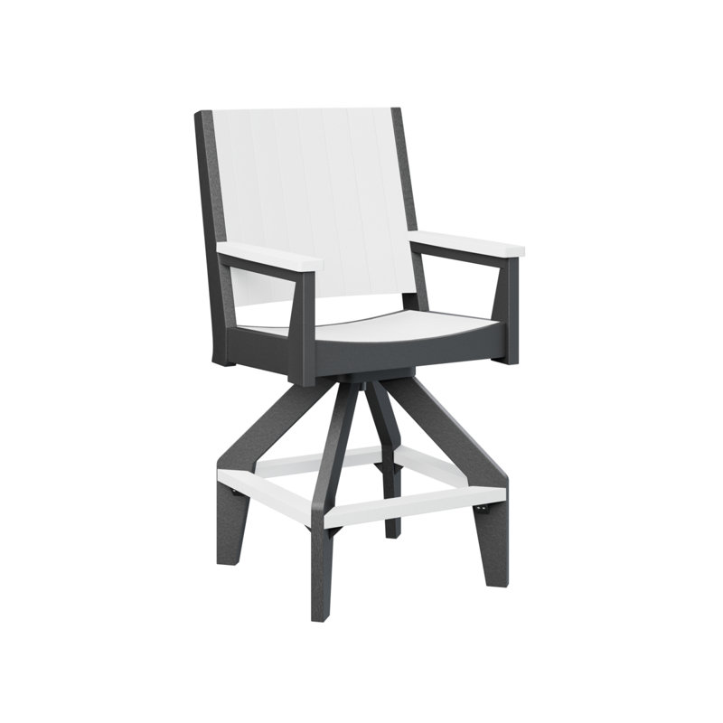 Chaise de bar pivotante Berlin, Black, Blanc