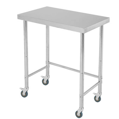 Table de travail robuste en acier inoxydable certifié NSF, usage commercial intensif - Base ouverte - Plateau antirouille facile à nettoyer - 45,7 x 81,3 x 88,9 cm - Avec roulettes