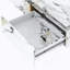 Table basse moderne carrée texturée en marbre avec 4 tiroirs et base suspendue, blanc, 43,3 po