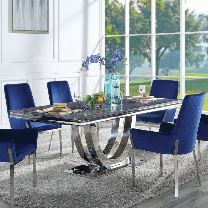Table de salle à manger Cambrie avec plateau en pierre reconstituée