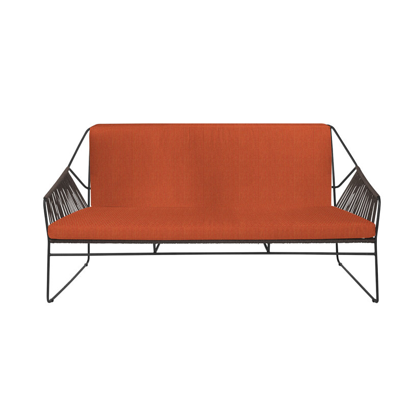 Sandur 61'' Wide Metal Loveseat with Cushions, Taupe Rope/Anthracite Frame, Spectrum Cayenne Sunbrella® Plainweave