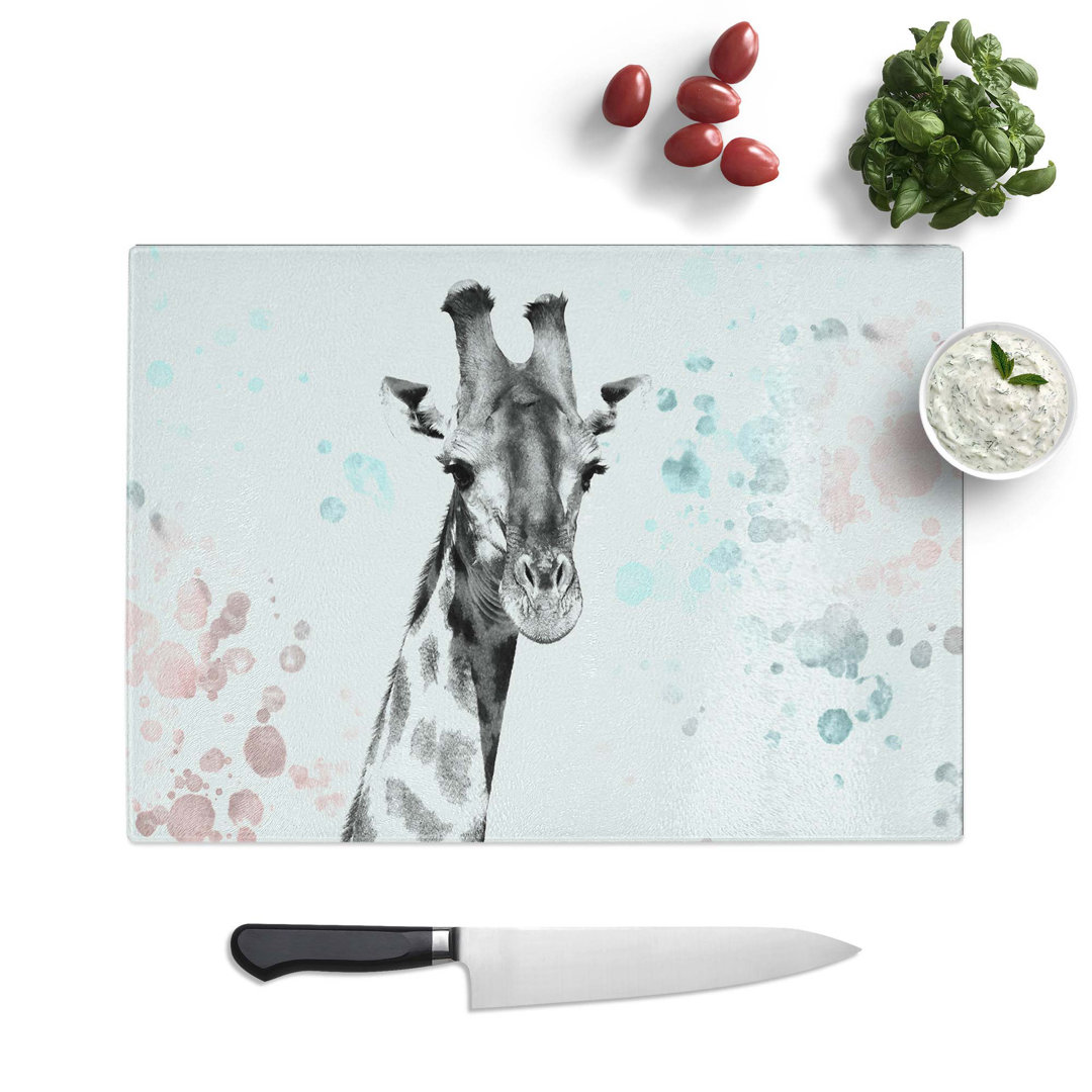 Glass Giraffe With Paint Splashes in Abstract Chopping Board