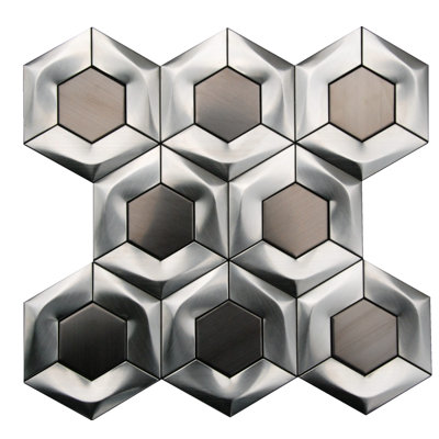 3" x 3" Metal Honeycomb Mosaic Wall Tile