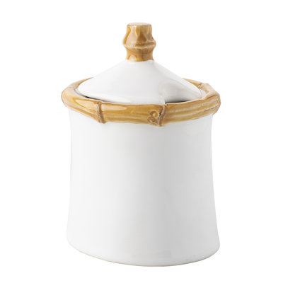 Bamboo Sugar Bowl with Lid - Natural/White