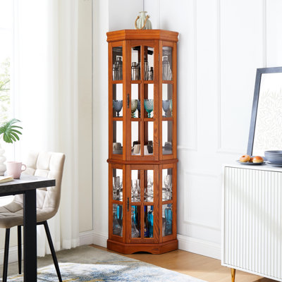 Commode de coin d'angle avec 5 tablettes et attrait en chêne à 5 tablettes