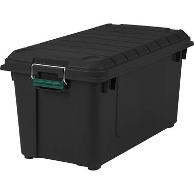 Homz Durabilt 4415SBKRD.06 15 Gallon Flip Lid Tough Storage Container,  Black Base w/ Red Lid (6 Pack)