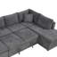 Canapé-lit modulaire en chenille gris en U avec 2 coussins décoratifs-1561828113