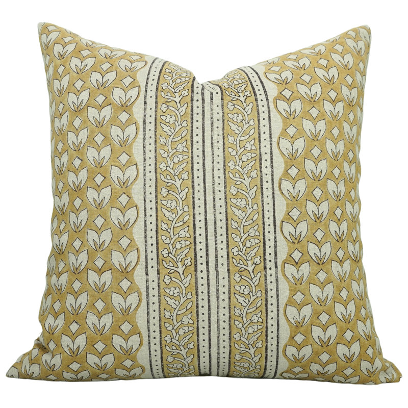 Housse de coussin Fab divine Elegant - Block Print Design - Titli Border, H 24 po x l 24 po