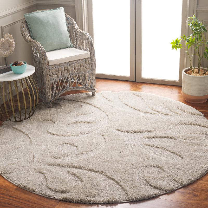 Diederich Florida Shag Performance Solid Color Rug, Round 6'7"
