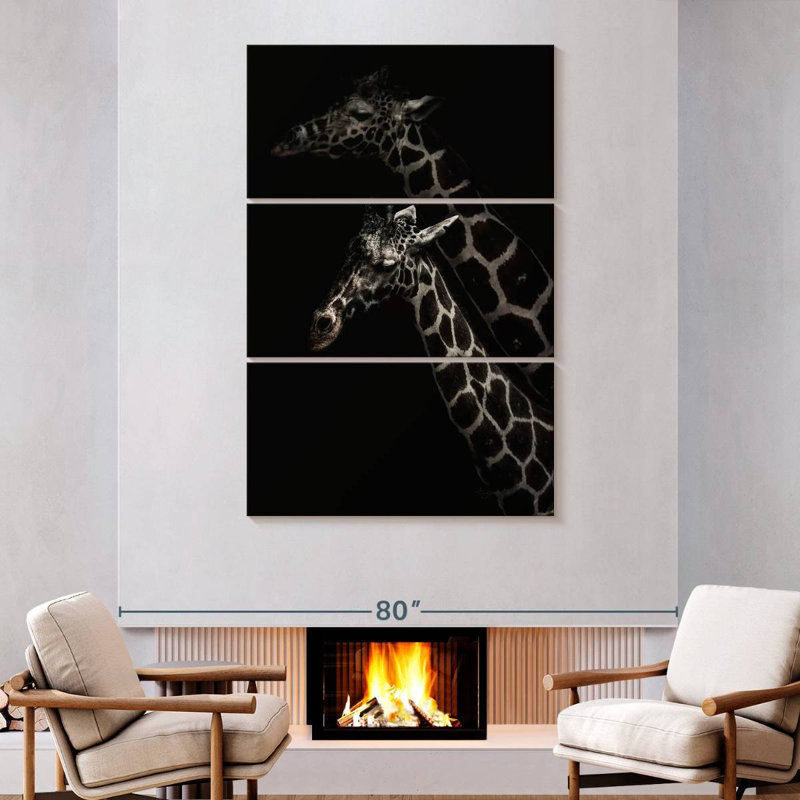 Brampt Two Masai Giraffes, 74" H x 48" W