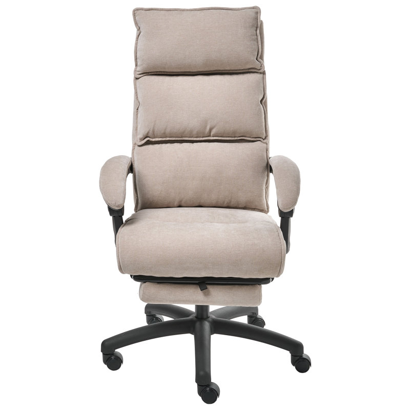 Chenille Office Chair with Headrest, Beige