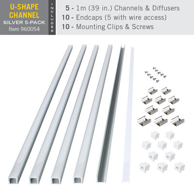 LED Tape Light Mounting Channel, Deep Surface Mount, Silver
