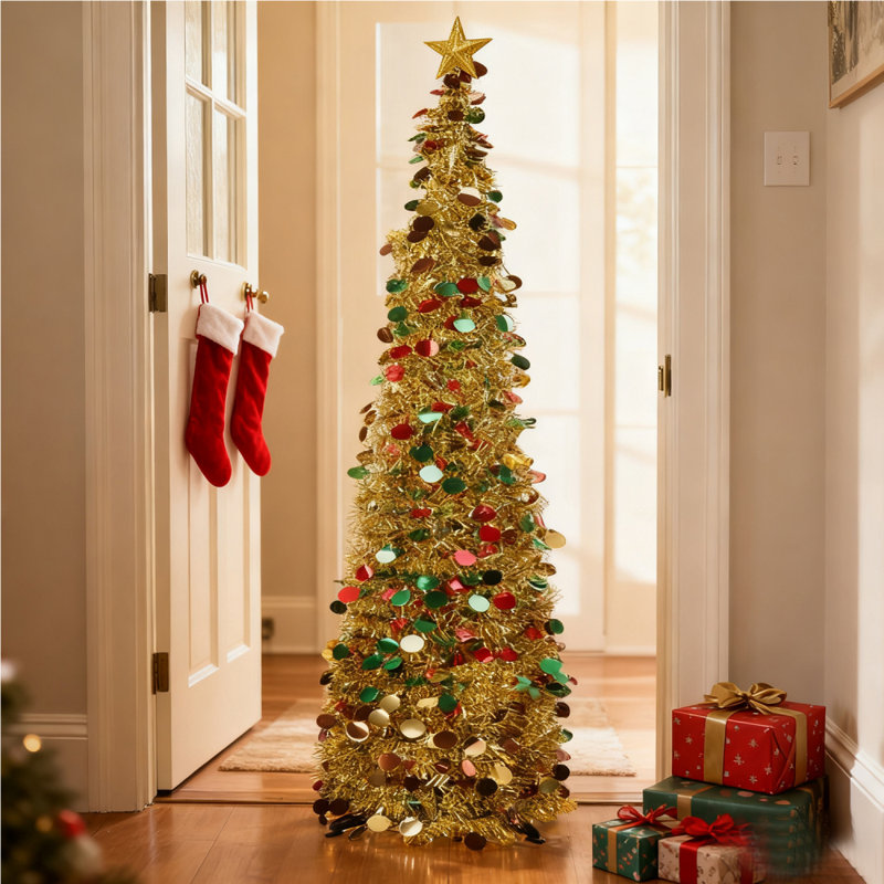 Arbre de Noël 5 "Pop Up Tinsel, Jaune/vert/rouge