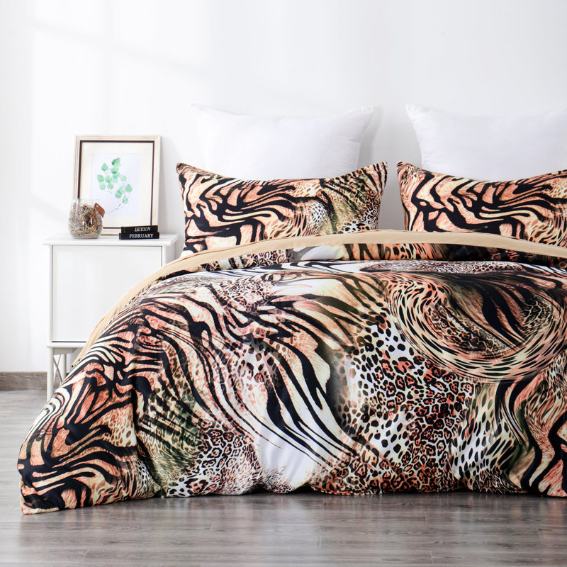 Ensemble de housse de couette en microfibre 4 pièces, Housse de couette très grand + 3 pièces supplém, Lion