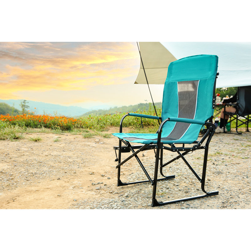 Heavy Duty Folding Camping Chair With Side Table - Blue For Backpacking, Picnic, Lawn Portable Adults Picnic, Blue