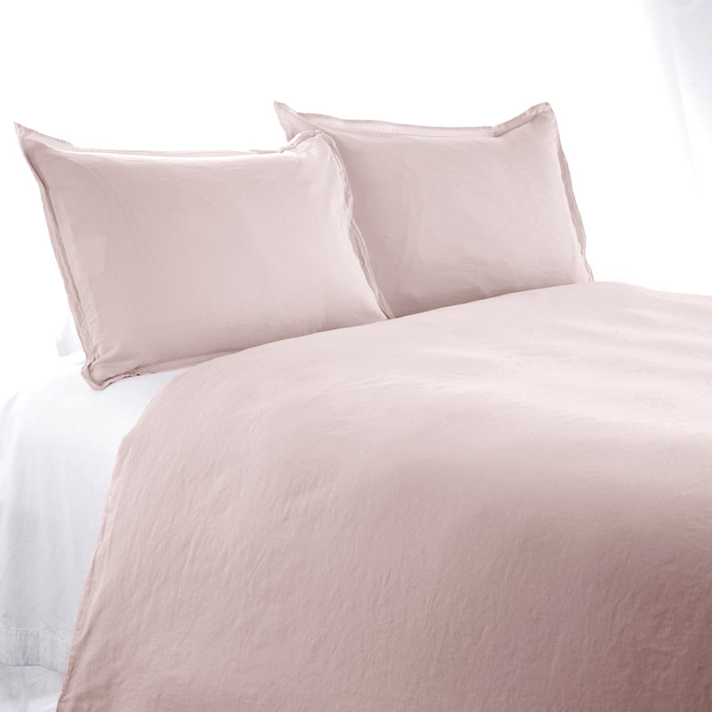 Stonewashed Cotton Duvet Cover with Soft Textured Finish, King, Salmon