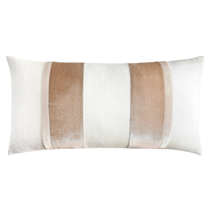 Stripe Lumbar Pillow Cover & Insert, Latte, 12" x 24"