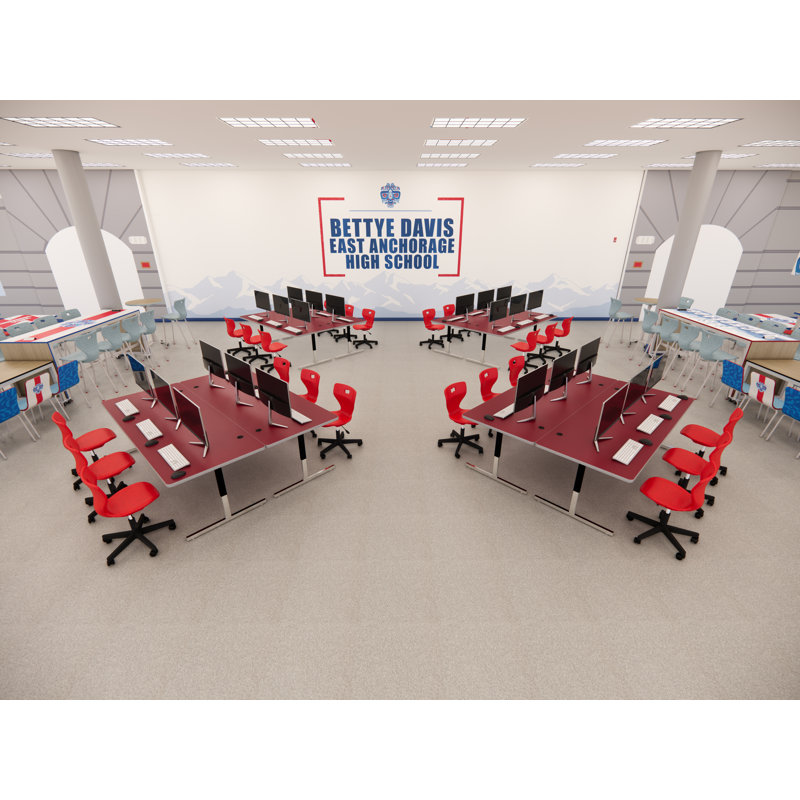  Matériel informatique et technologie - Tables avec pieds à piédestal et gestion des câbles, H 29 po x L 96 po x l 36 po