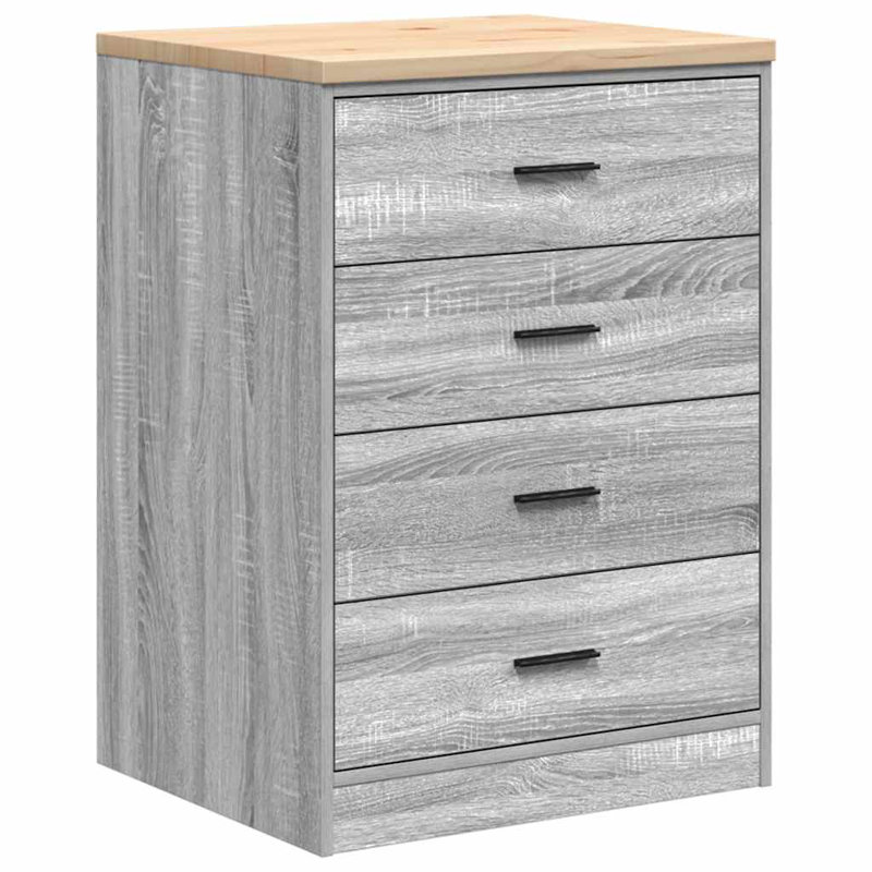 Solid Wood Single Storage Cabinet ( 85cm H x 60cm W x 51cm D), Grey Sonoma
