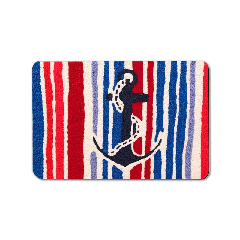 Tapis rouge rouge et bleu à ancre 24 po x 36 po pour la cuisine