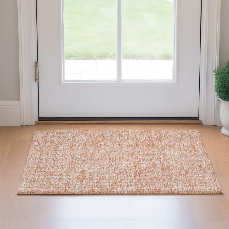 Premium Machine Washable Prisco Peach Rug, Rectangle 1'8" x 2'6"