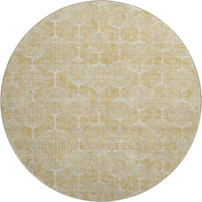 Premium Machine Washable Prisco Gold Rug