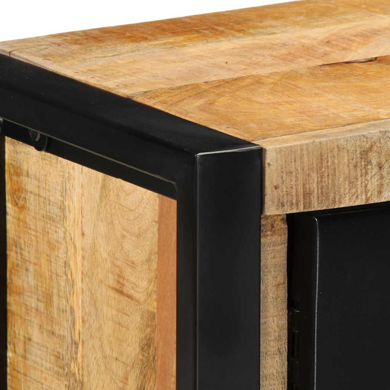  TV Cabinet Solid Rough Wood Mango, Natural, 40cm H x 100cm L x 40cm W