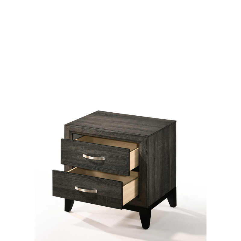 Table de chevet grise avec tiroir fonctionnel et style élégant et spacieux