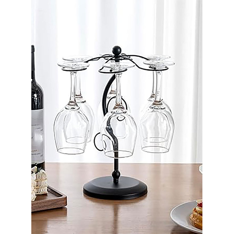 Metal Tabletop Wine Glass Rack in Black