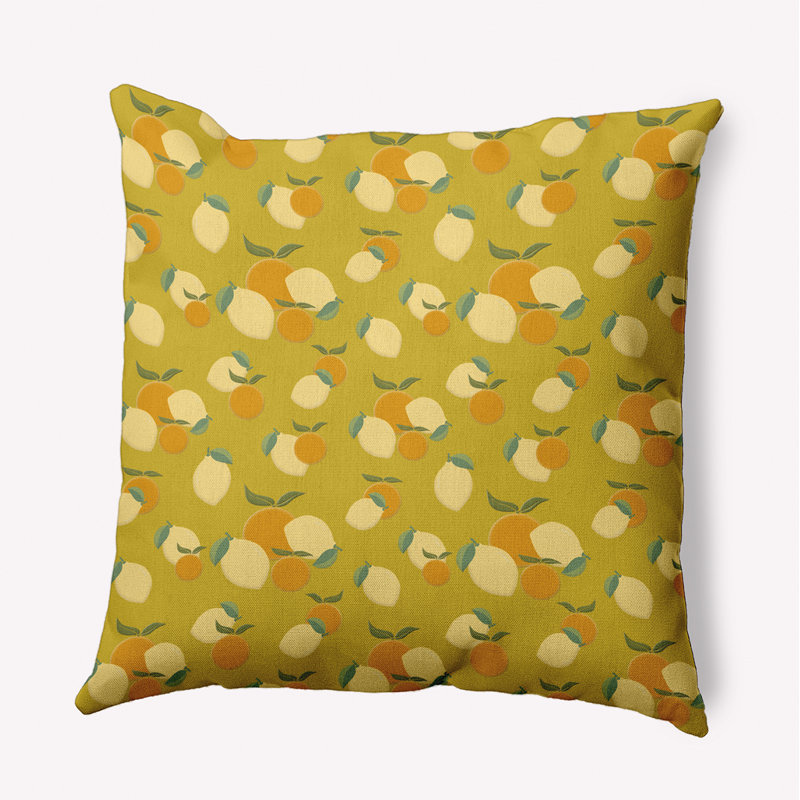  Housse et insert de coussin décoratif en polyester pour intérieur / extérieur E par Design, Citrine / jaune clair / orange