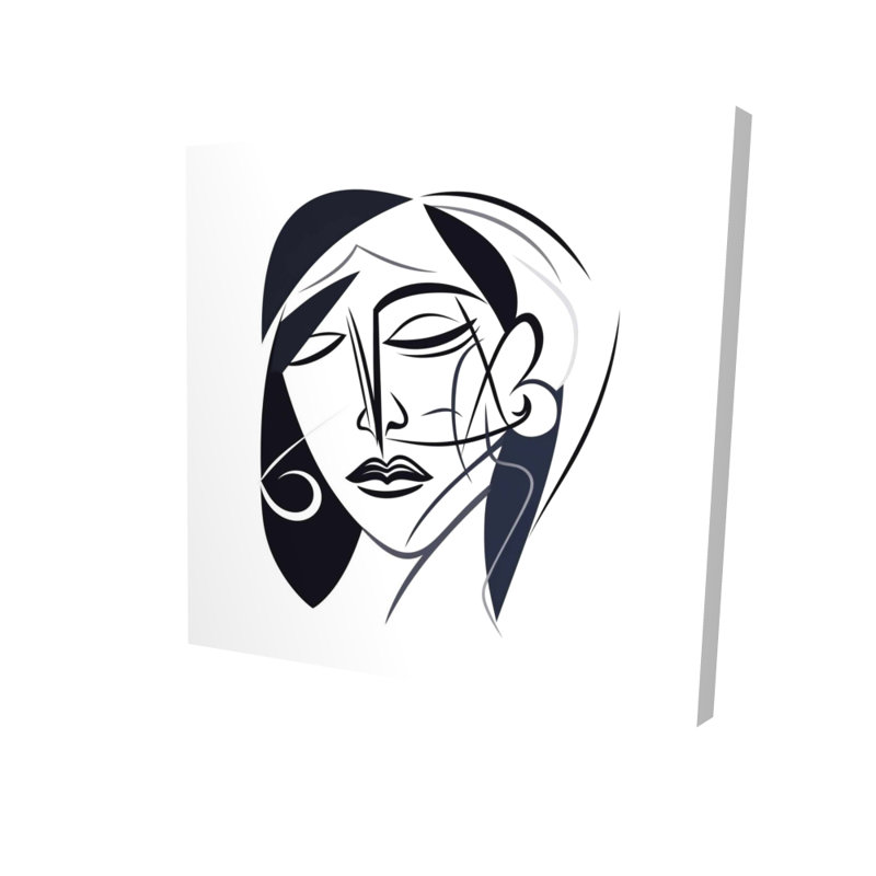 Toile abstraite face - art mural blanc minimaliste