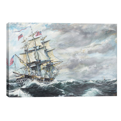 USS Constitution Heads For HM Frigate Guerriere 19/08/1812, 2003, - Painting on Canvas