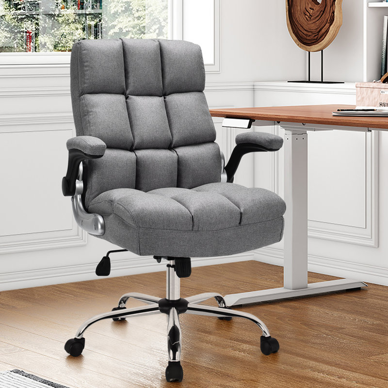 Gheorghe Linen Desk Chair, Grey