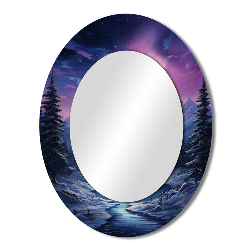 Northern Lights V - Pink Oval Wall Mirror Decor, 43" x 33"