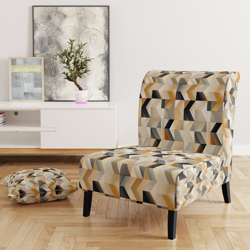 Fauteuil de chambre rembourré beige et minimaliste Beige Minimalist Polygons Serenity