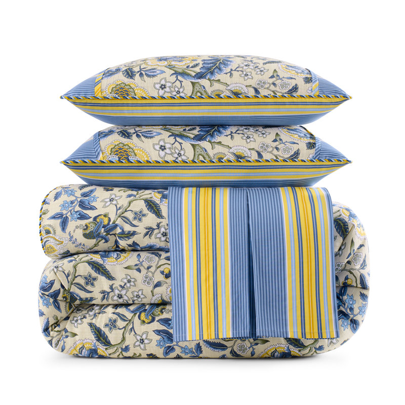 Ensemble d'édredon 100% coton 4 pièces Waverly Imperial, Édredon grand + 3 pièces supplémentaires, Robe impériale 3