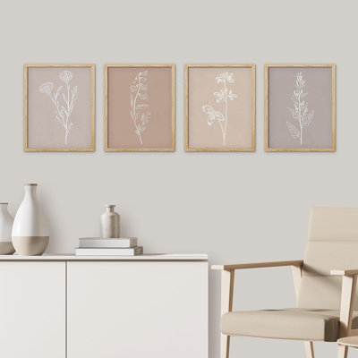 «Wildflower», dessin de silhouettes encadrées, 4 pièces