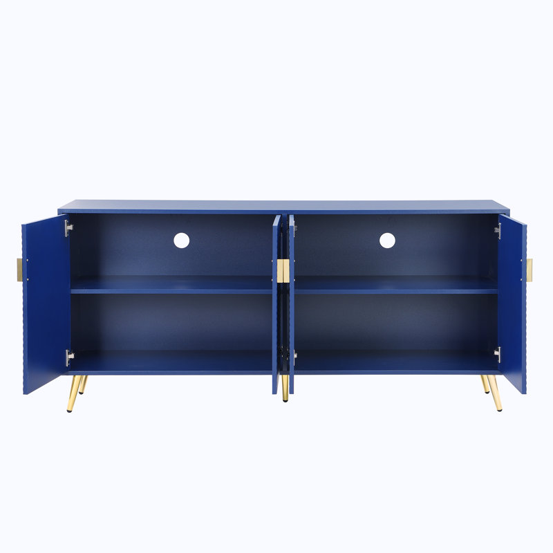 Meuble télé avec rangement Suyeko, Bleu marine