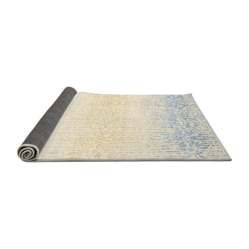 Tapis abstrait gris / bleu / brun, Rond 6 pi
