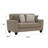 Tan Upholstered Loveseat with 4 Throw Pillows