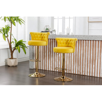 Versatile Handmade Bar Chair With One-Click Adjustable Height, 360° Rotation, Soft Pillow For Kitchen, Dining, And Cafe Use