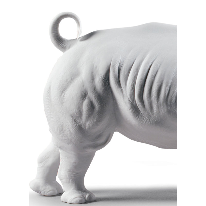 Rhino Figurine, 8.66" H x 17.72" W x 7.48" D, Black