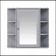 Armoire de rangement de salle de bain avec miroir, armoire à pharmacie avec tablette en bois réglable et portes, armoires de rangement montées avec 6 tablettes ouvertes, gris-777844001