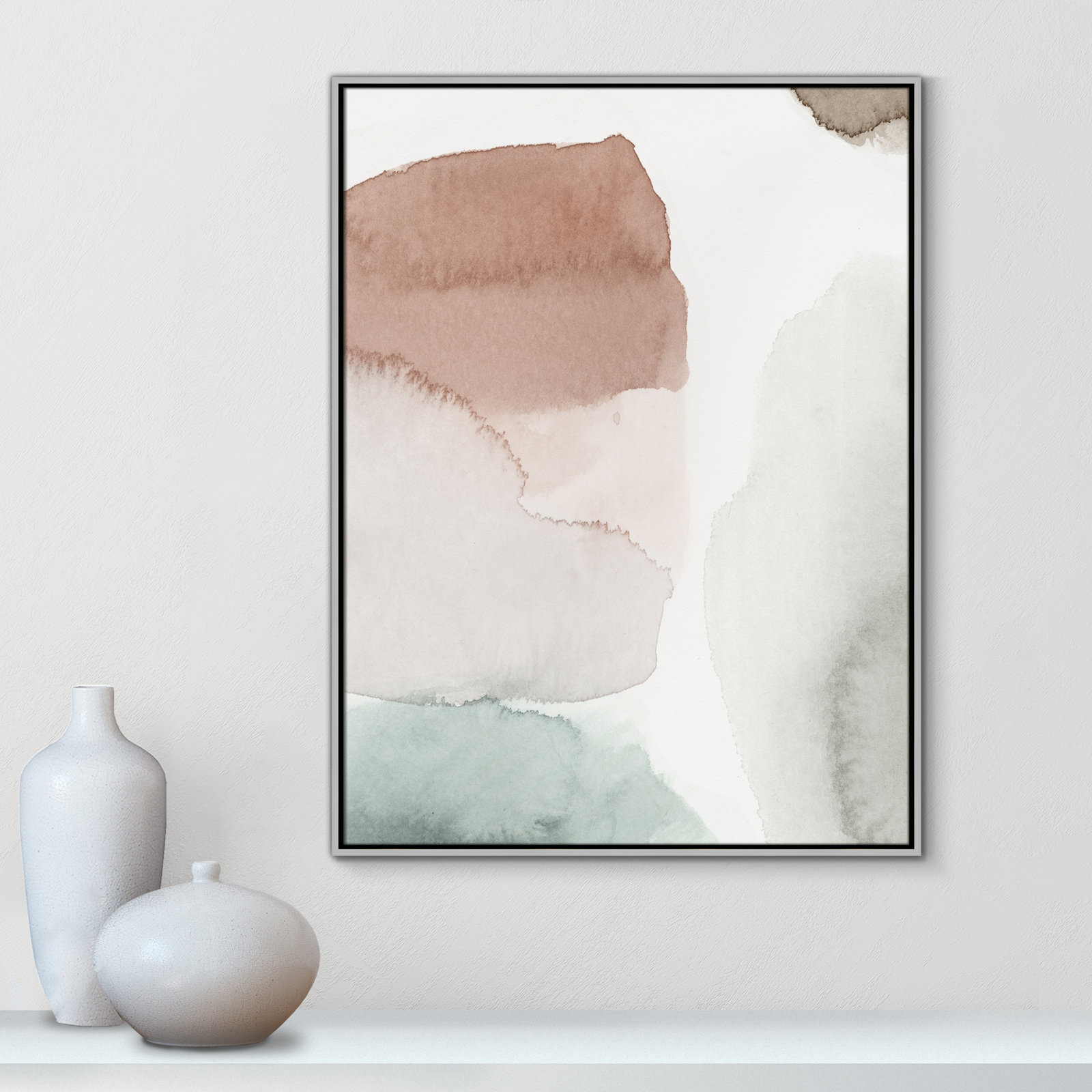 Weslyn "Hopeful II" Painting, 41.5" H x 31.5" W x 2" D, Silver Framed