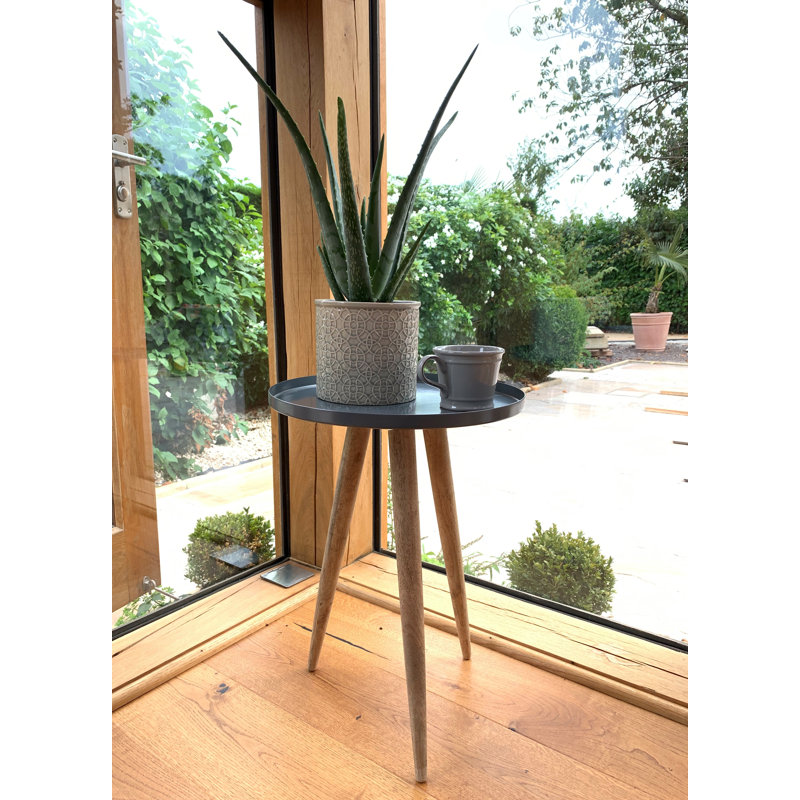 Roger Tray Top End Table, Wood, Grey