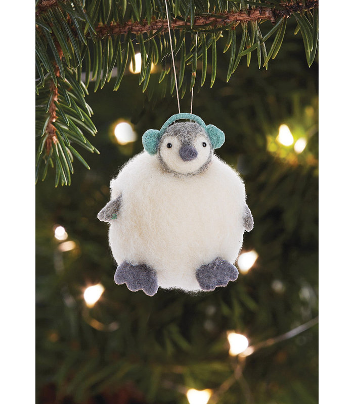 Ornement suspendu pingouin en boule de neige