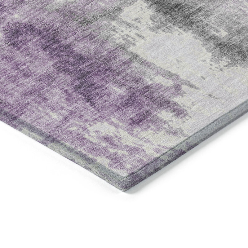 Tapis mauve lavable à la machine intérieur / extérieur Xhevrie, Rectangle 10 pi x 14 pi
