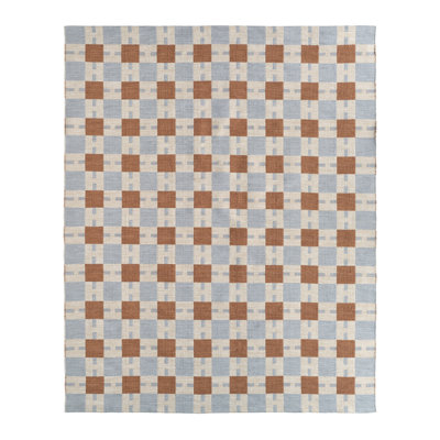 Tapis brun / bleu à motif géométrique tissé à la main intérieur / extérieur Amren RYT03 (nuance de 18 po)